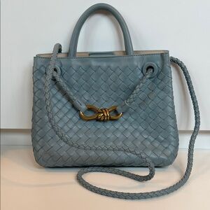 Elegant Blue Woven Handbag